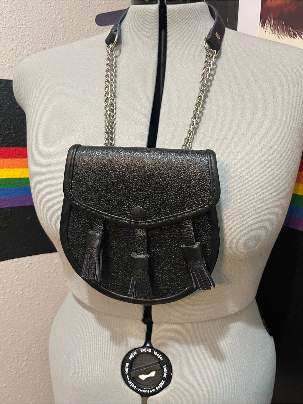 Handmade Leather Crossbody Bag with Chain Strap